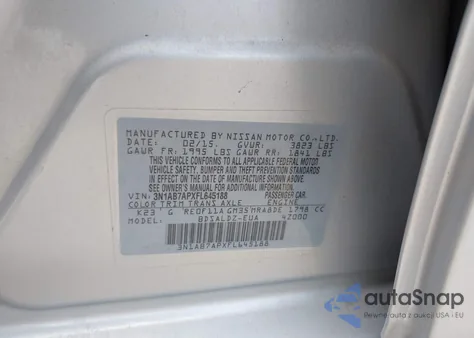 2015 Nissan Sentra Sv из США, поврежденный, VIN 3N1AB7APXFL645188